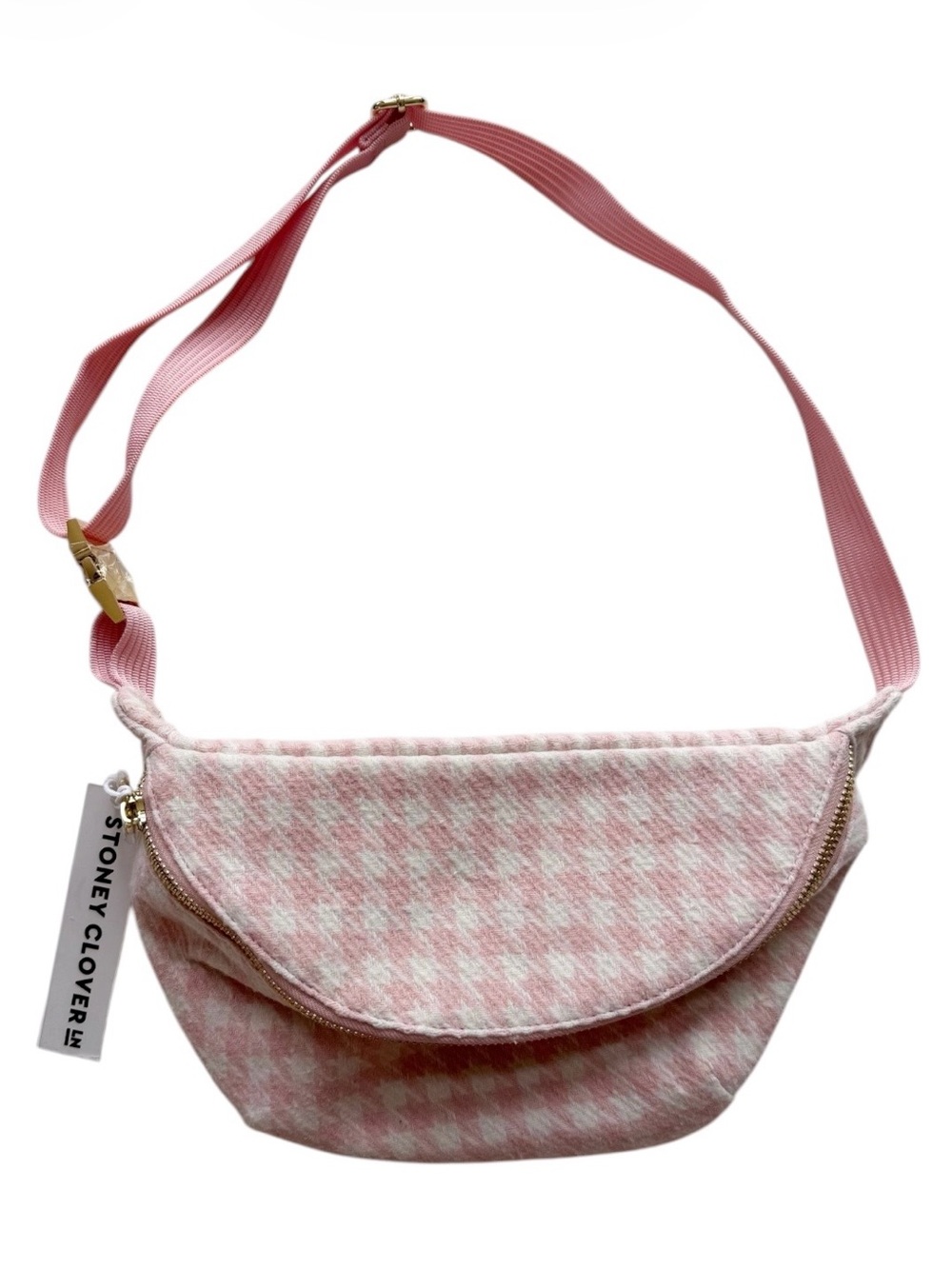 NWT Stoney Clover Lane Quilted Jumbo Fanny Pack Pink Houndstooth - Picture 2 of 7